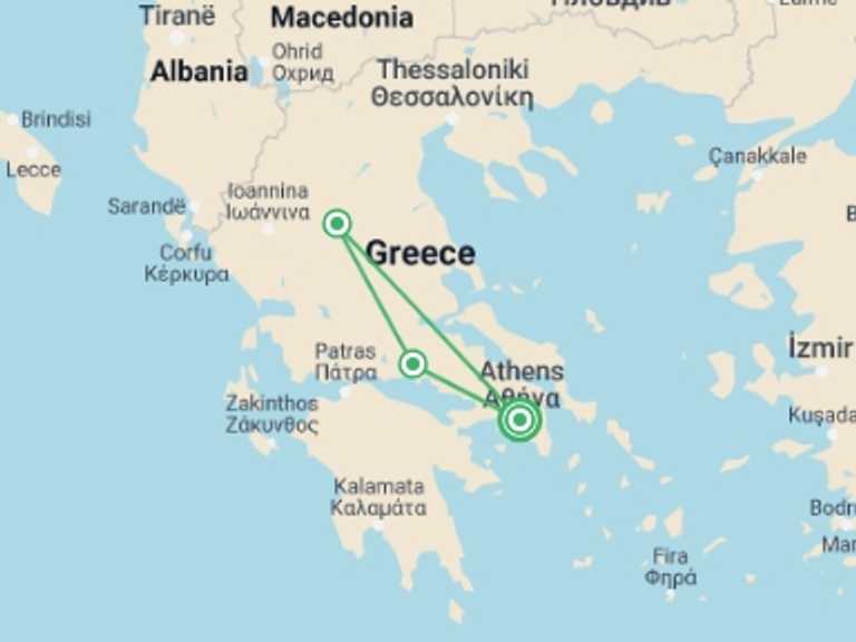 Map of Greece Chill out Tour with 3 destination visits for the trip: Spotlight on Greece