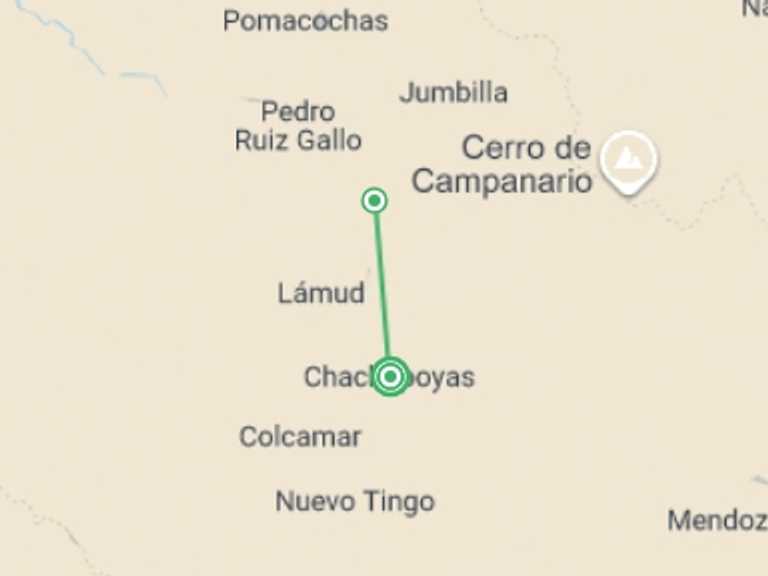 Map of Peru Tour with 2 destination visits for the trip: Chachapoyas, Treasure Of The North, Private Tour
