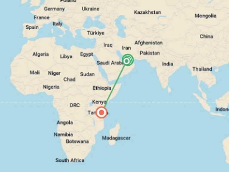 Map itinerary of Abu Dhabi Tour in July 2026 with 3 destination visits for the trip: The Best of the UAE and Zanzibar