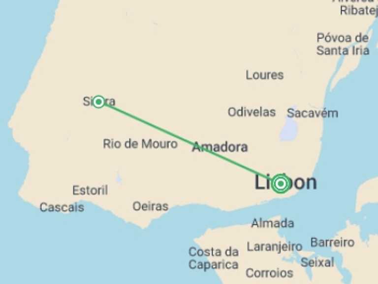 Map of Portugal Tour with 1 destination visits for the trip: Lisbon Cultural Experience, City Break, 6 Days