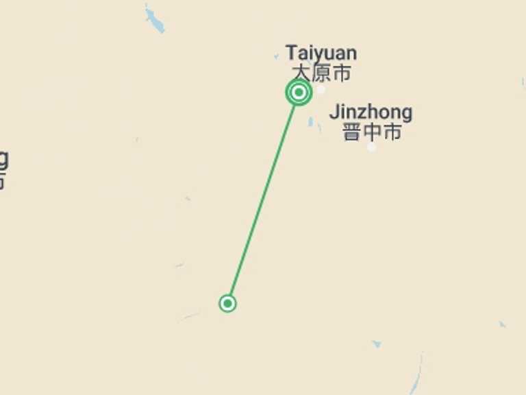 Map of China Tour with 2 destination visits for the trip: Taiyuan And Pingyao City Break, Private Tour