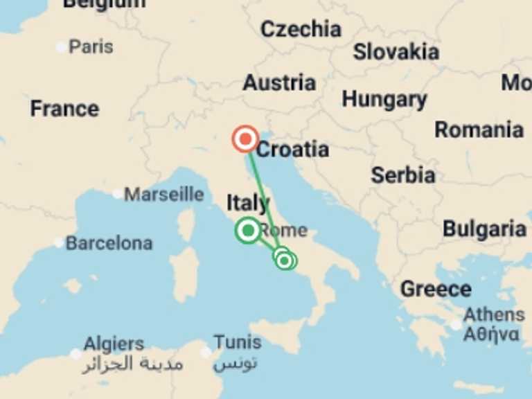 Map of Mediterranean Explorer Tour with 5 destination visits for the trip: Amalfi Coast Private Hiking Adventure