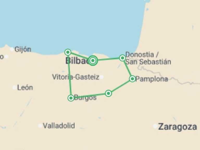 Map itinerary of Mediterranean Tour in April 2027 with 5 destination visits for the trip: The North Trail, Self-drive