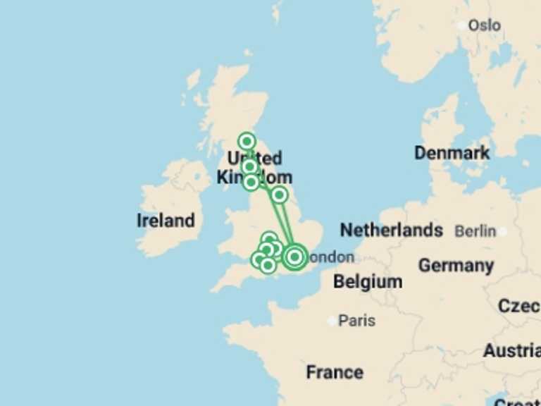Map of Scotland Tour with 7 destination visits for the trip: Elegance of Great Britain