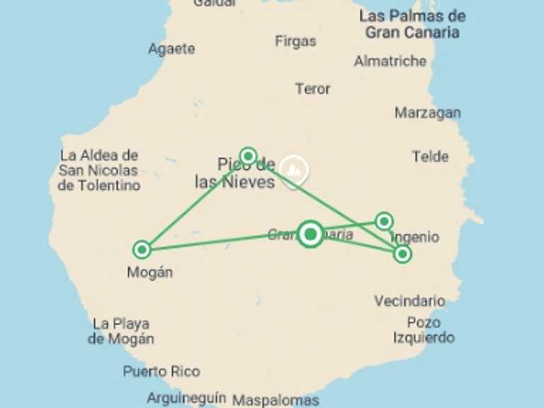 Map itinerary of Spain Tour in February 2026 with 6 destination visits for the trip: Canary Islands Walking - Gran Canaria