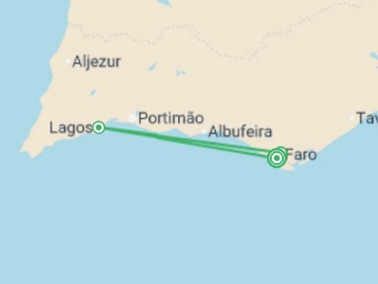 Map of Europe Tour with 4 destination visits for the trip: Portugal Beach Escape