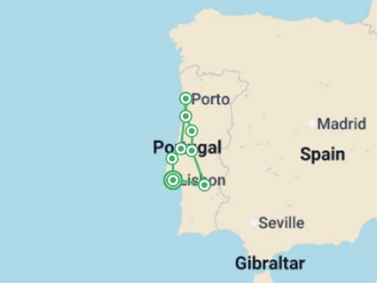 Map of Porto Explorer Tour with 4 destination visits for the trip: Totally Portugal - 8 days