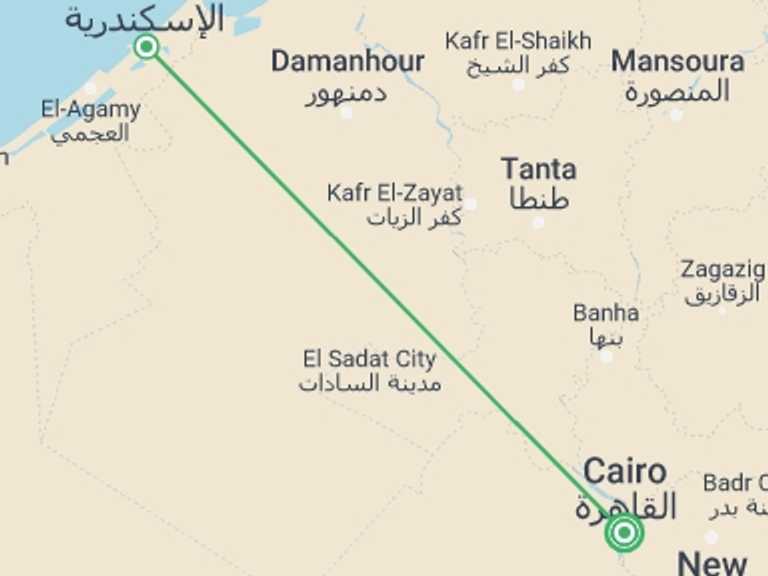 Map of Giza Tour with 3 destination visits for the trip: Cairo And Alexandria Tour