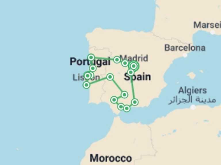 Map of Lisbon Tour with 8 destination visits for the trip: Grand Iberian Adventure: Spain And Portugal