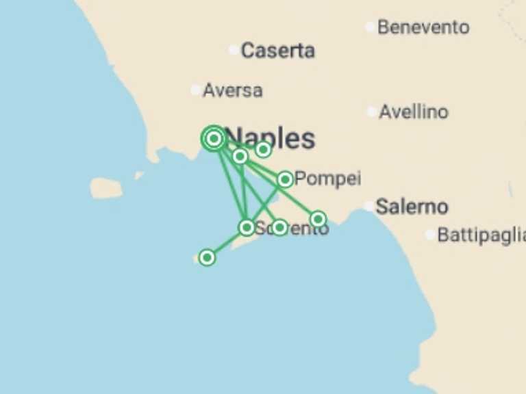 Map itinerary of Mediterranean Tour in June 2026 with 3 destination visits for the trip: Amalfi Explorer