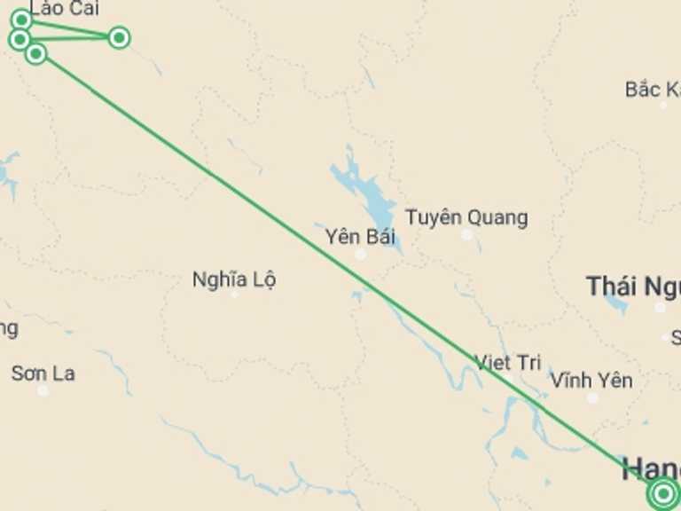 Map of Hanoi Tour with 3 destination visits for the trip: 2D1N Sapa Adventure with Long Treks - Overnight in Hotel