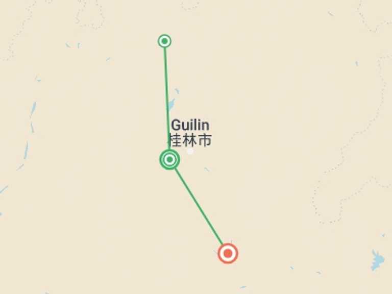 Map itinerary of China Tour in July 2027 with 3 destination visits for the trip: The Essence of Guilin