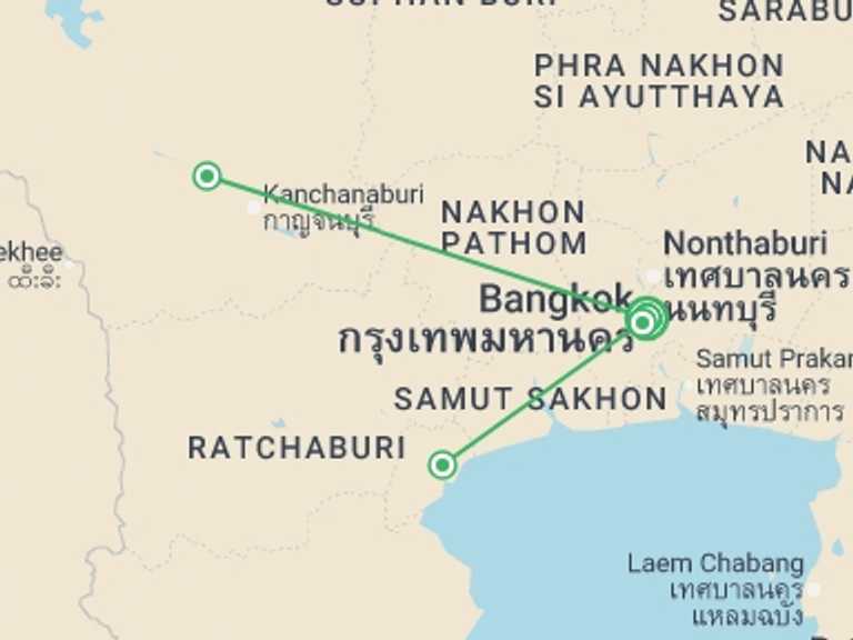 Map of South East Asia Tour with 1 destination visits for the trip: Must See Bangkok, City Break, Small Group Tour