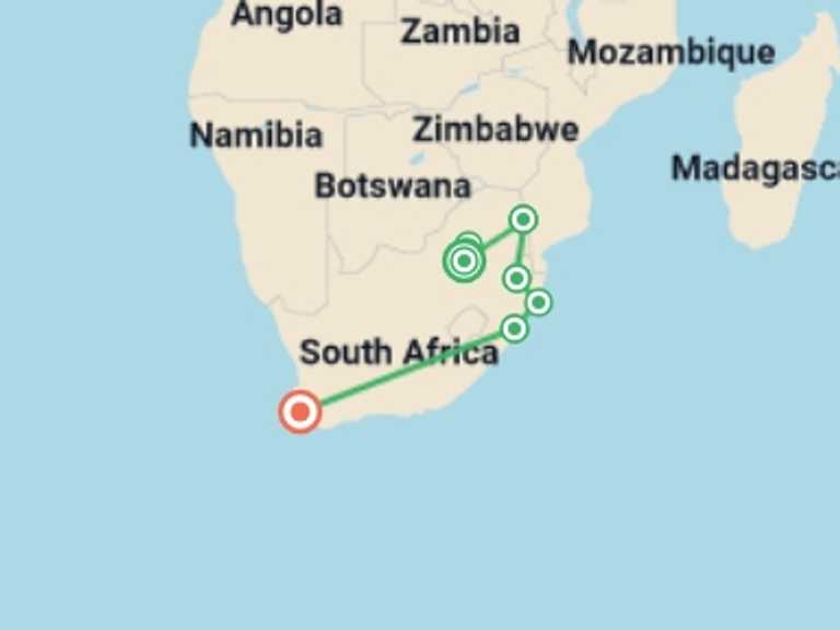 Map of Cape Town Tour with 10 destination visits for the trip: South Africa On A Shoestring