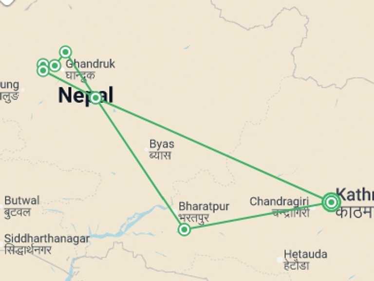 Map itinerary of Asia Tour in Winter with 7 destination visits for the trip: Nepal: Women's Expedition