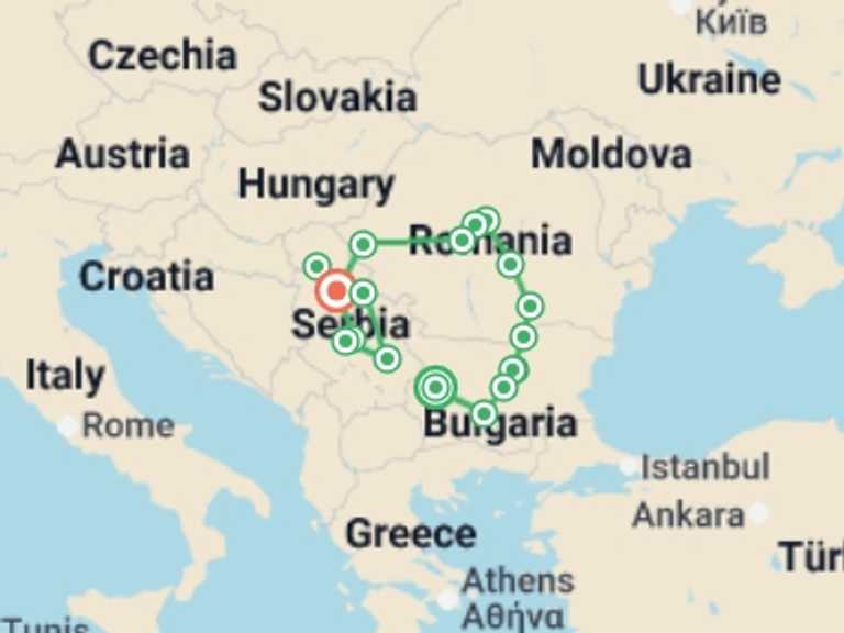 Map of Europe Tour with 10 destination visits for the trip: Discovering the Magic of the Balkans