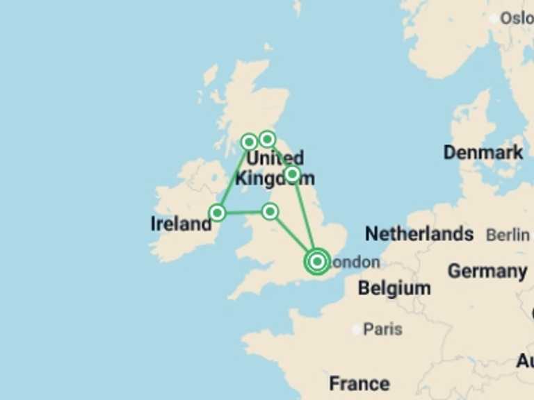 Map of Dublin Tour with 6 destination visits for the trip: United Kingdom and Ireland