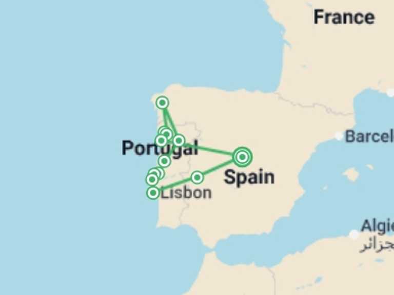 Map of 6-Day Madrid Tour with 4 destination visits for the trip: Portuguese Fado