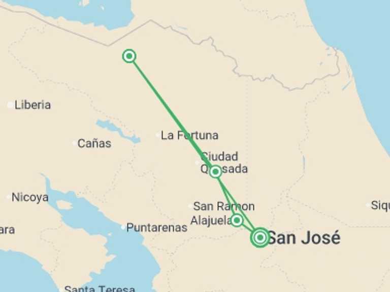 Map of South America Tour with 4 destination visits for the trip: Signature Costa Rica | Where the Wild Answers