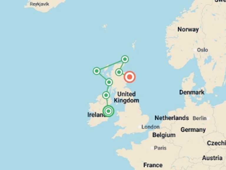 Map of Europe Tour with 7 destination visits for the trip: The Jewels Of Scotland (Ocean Victory)