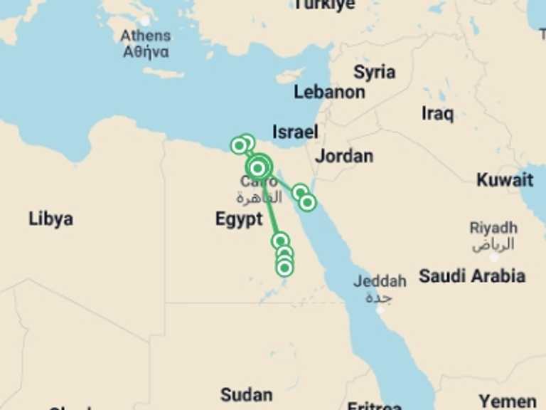 Map of Egypt Tour with 5 destination visits for the trip: In-depth exploration of Egypt