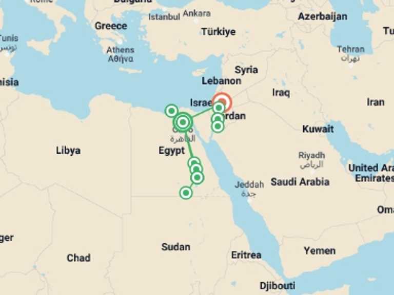 Map itinerary of Luxor Tour in March 2027 with 10 destination visits for the trip: Premium Egypt & Jordan in Depth