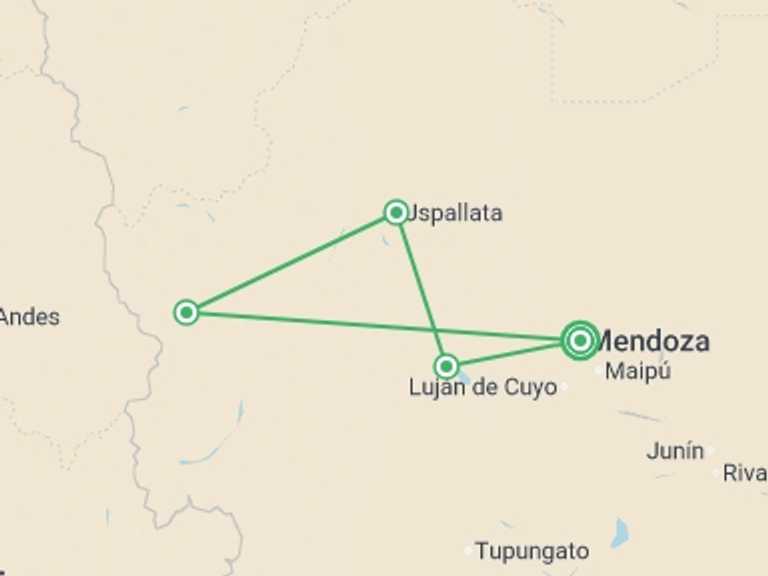 Map of Mendoza Explorer Tour with 1 destination visits for the trip: Mendoza Wine & Mountains Adventure 4D/3N