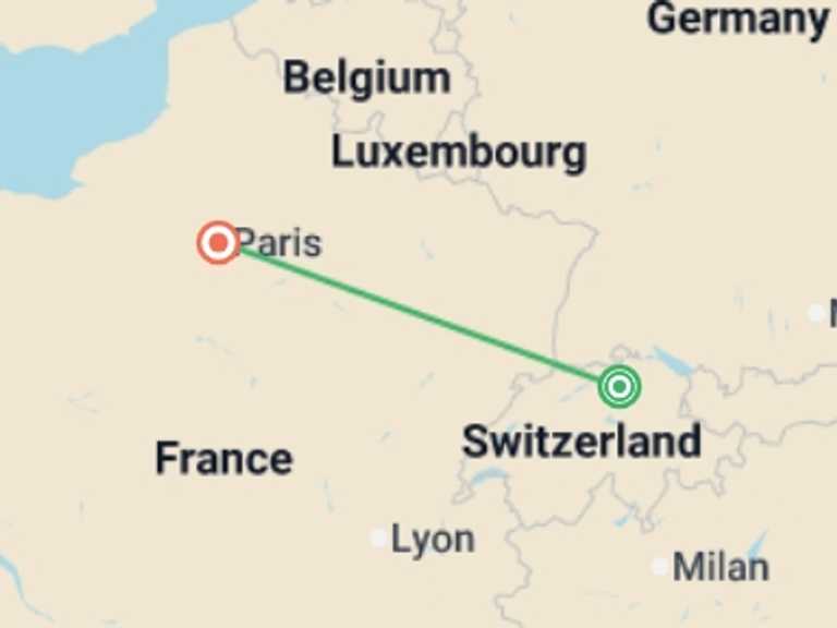 Map itinerary of Europe Tour in June 2026 with 2 destination visits for the trip: European Extravaganza GO
