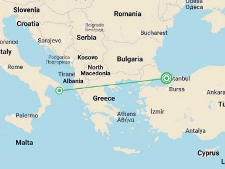Map itinerary of Europe Tour in Spring with 2 destination visits for the trip: ANZAC Day Dawn Service