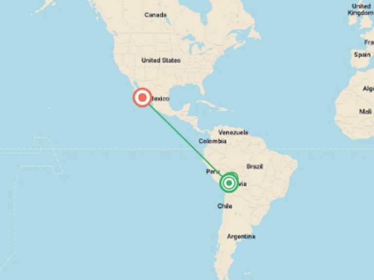 Map of La Paz Explorer Tour with 5 destination visits for the trip: Madidi & Pampas Amazon Air-Expedition 5D/4N