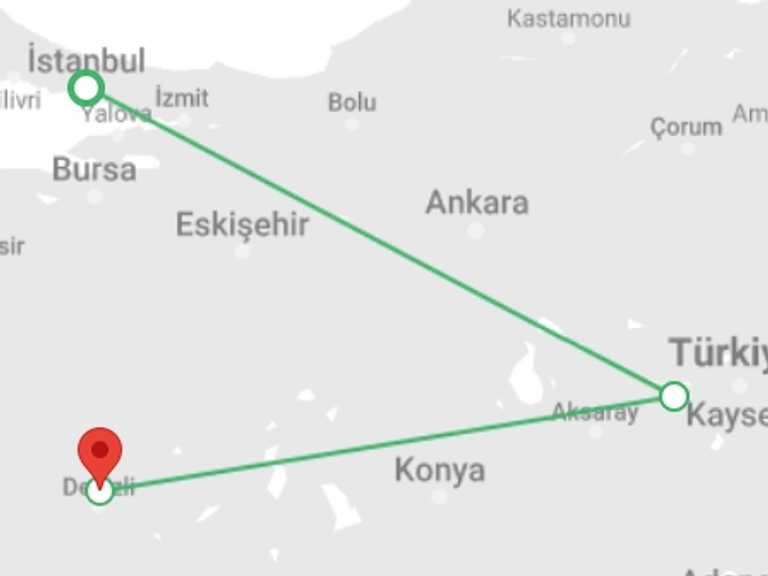 Map of 6-Day Istanbul Tour with 4 destination visits for the trip: Turkey Express - 6 days