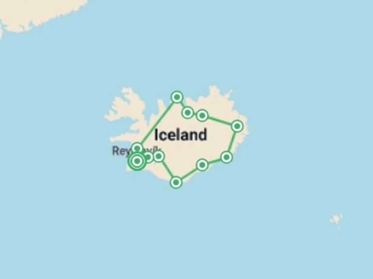 Map itinerary of Reykjavik Tour in Spring with 9 destination visits for the trip: Iceland Explorer Winter