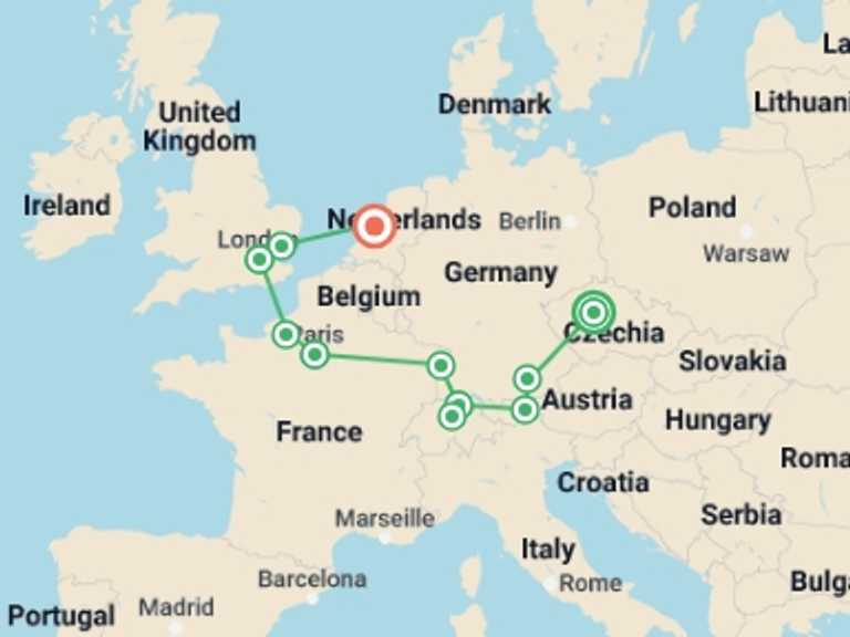 Map of Volendam Tour with 6 destination visits for the trip: Refined Sentiment