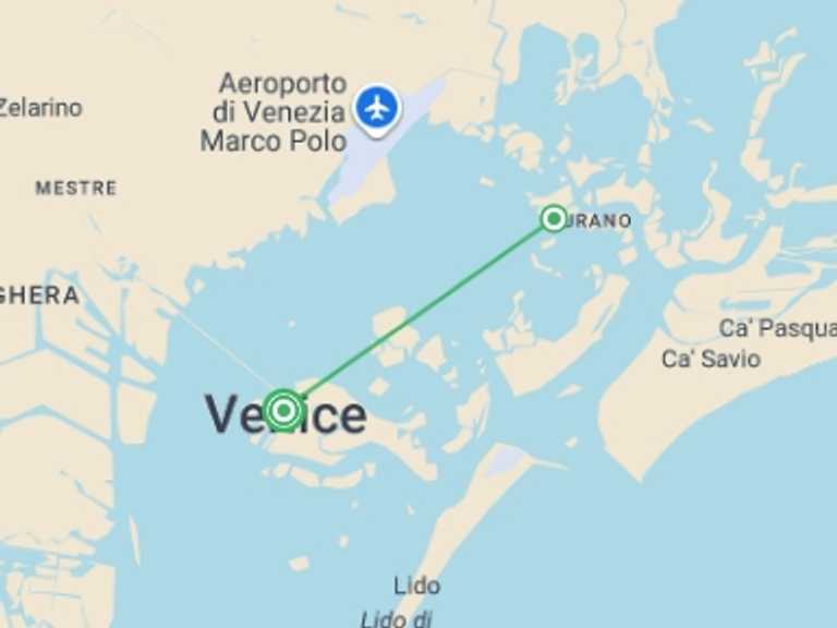 Map of Italy Cruise Tour with 2 destination visits for the trip: Venice Carnival (port-to-port cruise)