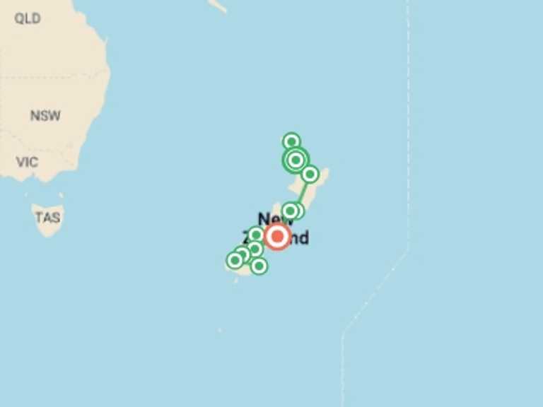 Map of Oceania Tour with 11 destination visits for the trip: Kia Ora New Zealand