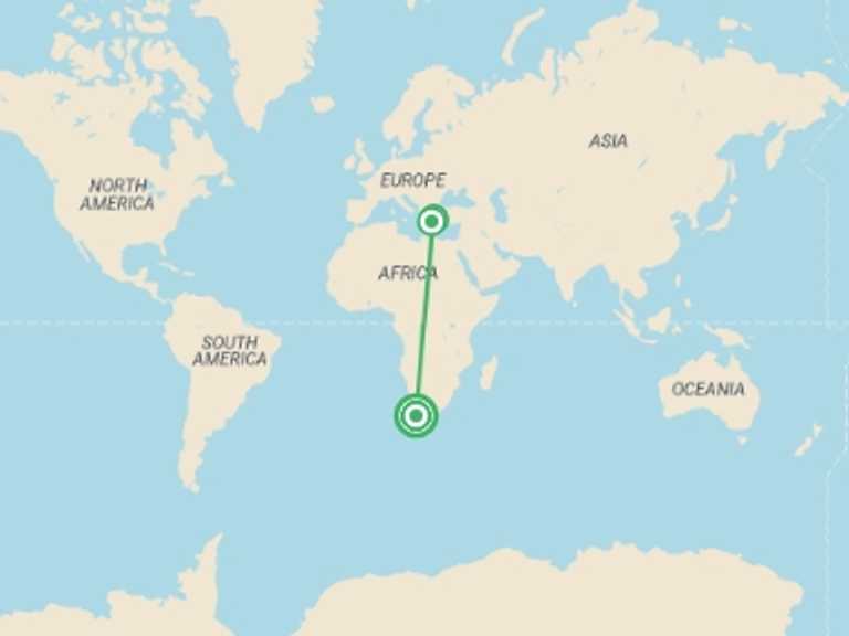 Map of Mediterranean Tour with 4 destination visits for the trip: Mykonos Party at Sea