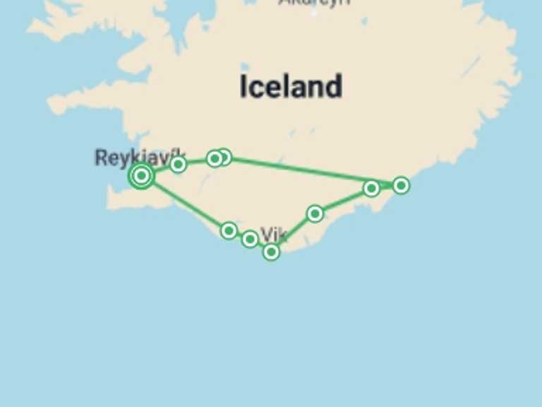 Map of Europe Tour with 4 destination visits for the trip: Iceland Northern Lights