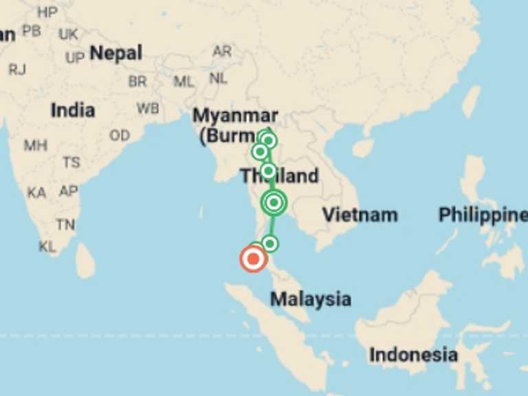 Map itinerary of Chiang Rai Tour in May 2026 with 9 destination visits for the trip: Real Thailand