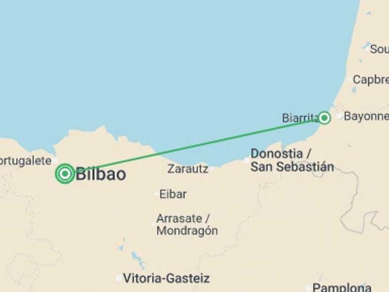 Map of Spain Tour with 2 destination visits for the trip: Bilbao Uncovered - 5 days