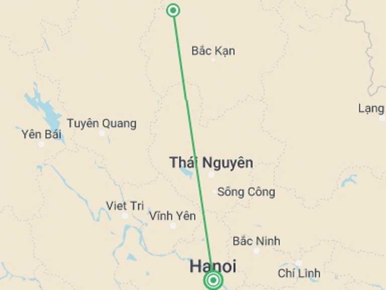 Map of Hanoi Active and outdoor Tour with 2 destination visits for the trip: Lo Mo Cave Expedition In Ba Be National Park 4 Days 3 Nights