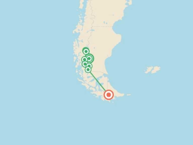 Map of a Explorer Tour with 9 destination visits for the trip: The Majestic Spires of Argentina and Chile 15D/14N