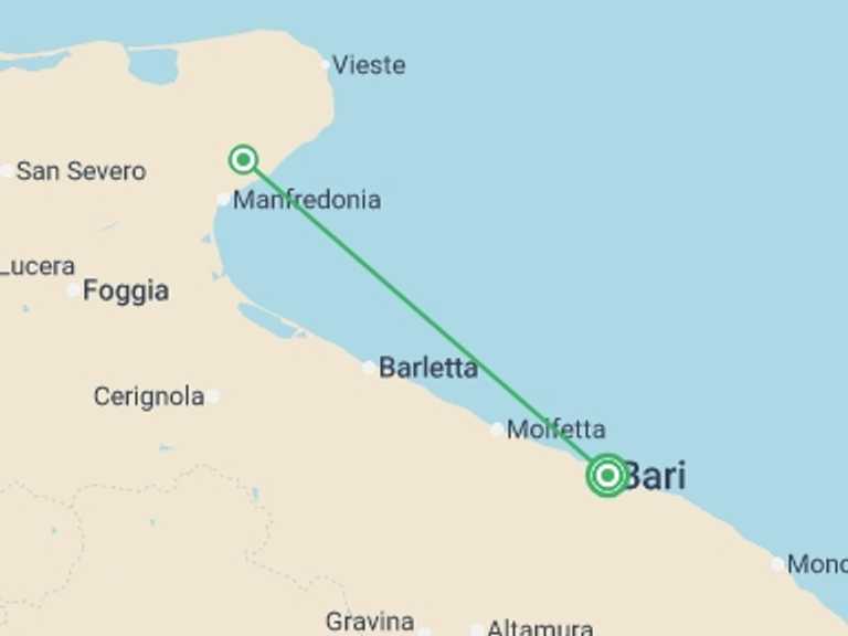 Map of Europe Tour with 2 destination visits for the trip: A Grand Tour of Puglia's Wonders