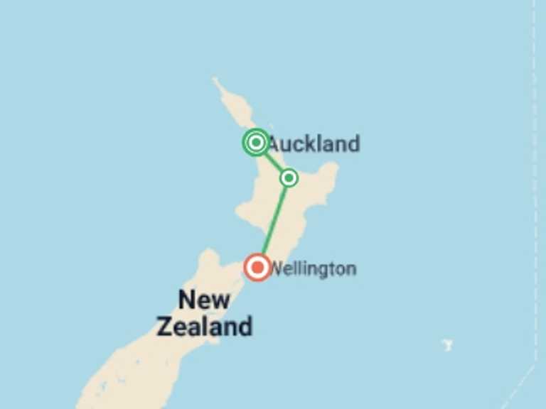 Map itinerary of Auckland Tour in November 2026 with 3 destination visits for the trip: Iconic North