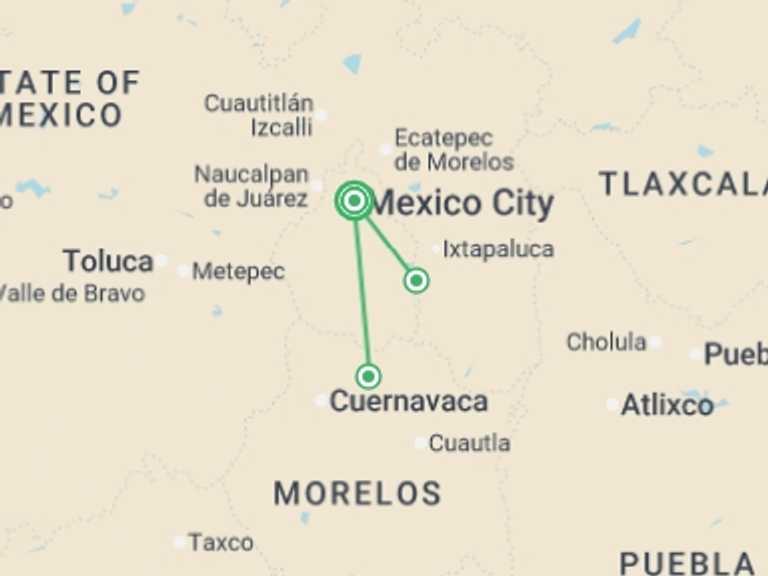 Map itinerary of Mexico Tour in October 2026 with 1 destination visits for the trip: Day of the Dead Experience 5D/4N (from Mexico City)