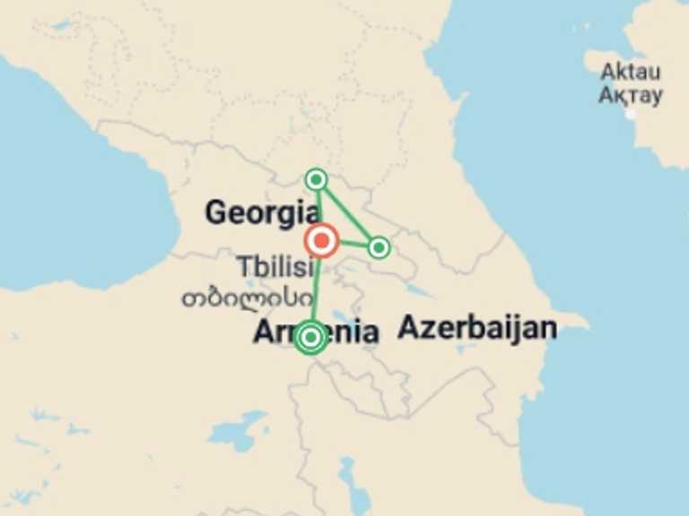 Map of Europe Tour with 4 destination visits for the trip: Georgia Real Food Adventure
