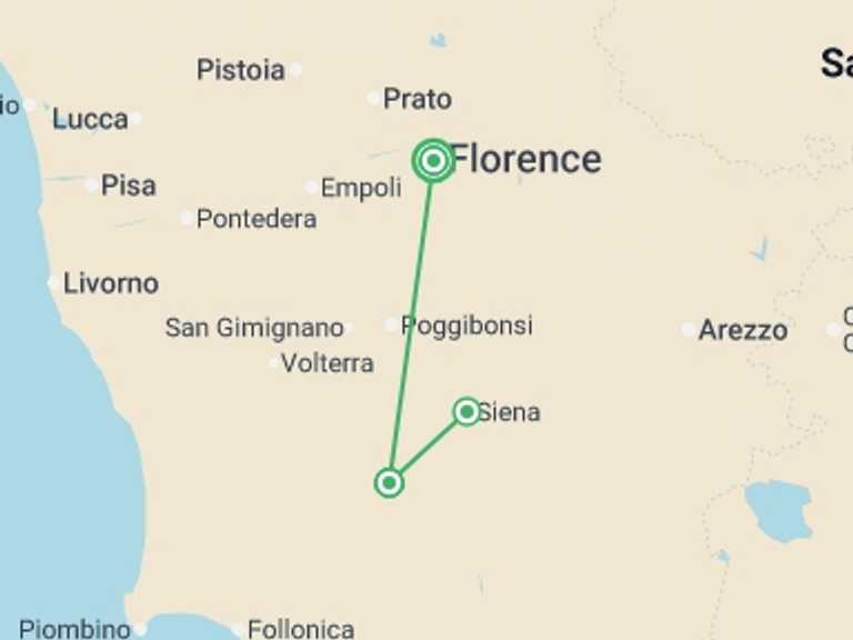 Map itinerary of Europe Tour in Fall with 3 destination visits for the trip: Signature Italy | Allure of Renaissance Tuscany