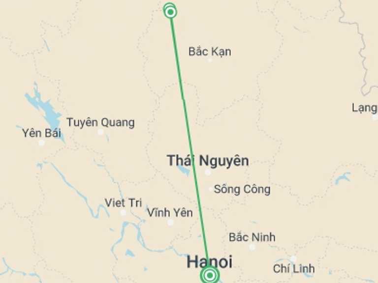 Map of Hanoi Bicycle Tour with 3 destination visits for the trip: Trekking And Cycling In Ba Be National Park 3 Days 2 Nights