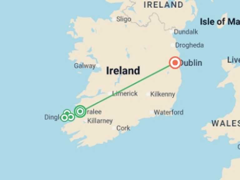 Map itinerary of Europe Tour in Fall with 5 destination visits for the trip: Dingle Peninsula Walk