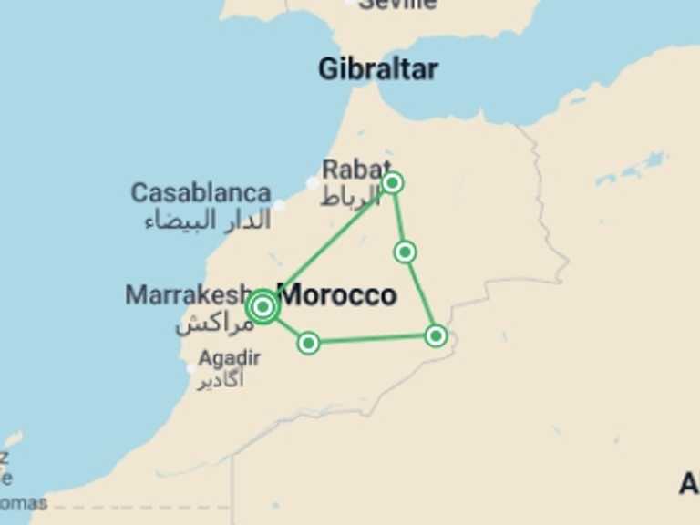 Map of Africa Tour with 6 destination visits for the trip: Sahara And Big South, Private Tour