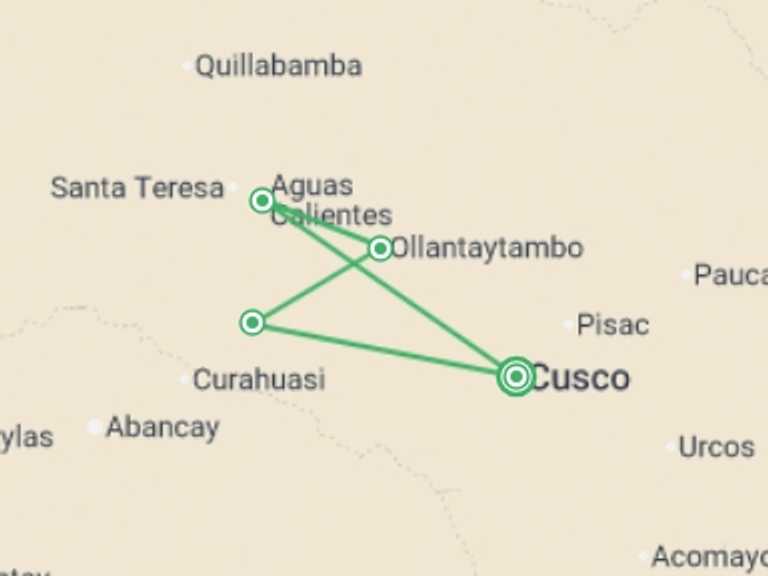 Map of a Local culture Tour with 4 destination visits for the trip: Ultimate Salkantay Inca Trail Fusion Trek 4D/3N